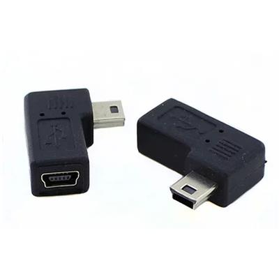 Mini USB Female to Male adapter, 90° hoek, rechts