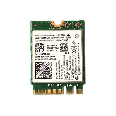 Intel Dual Band AC7265 802.11AC, 2x2 WiFi & Bluetooth 4.0 for Lenovo, Fru: 04x6030 Pulled
