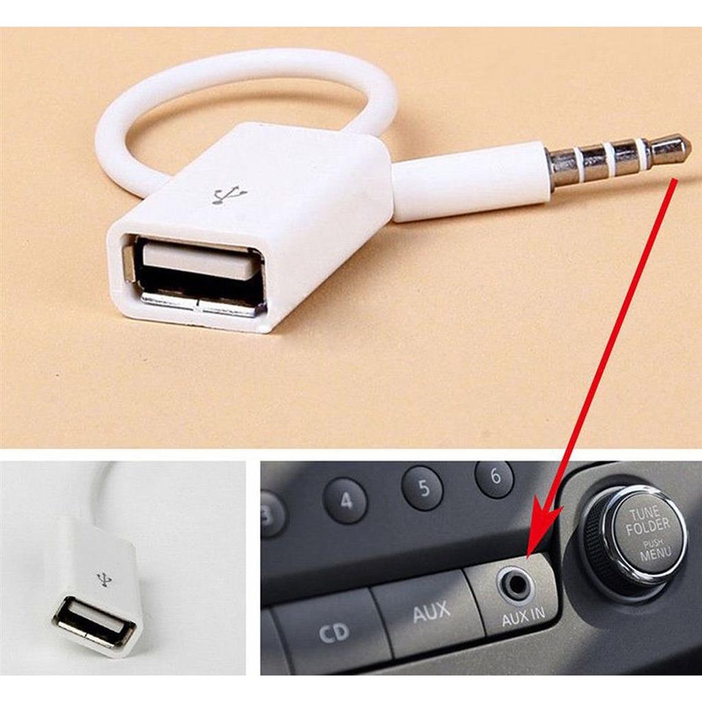 3.5mm Male AUX Audio Plug Jack To USB 2.0 Female Cable