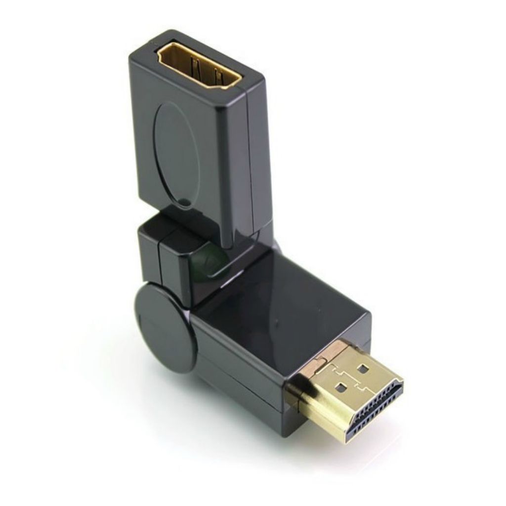 HDMI Male to Female 360 Degree 90 angled Swiveling Adapter,Gilded