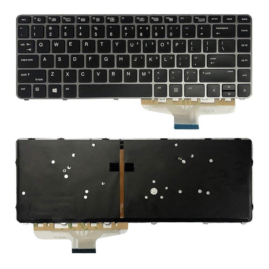 Notebook keyboard for HP EliteBook Folio 1040 G3 with silver frame backlit OEM