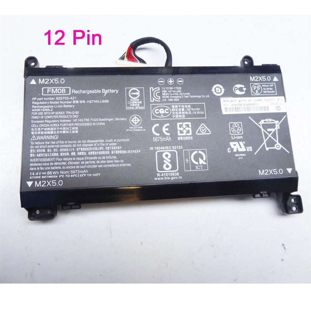 Notebook battery for HP Omen 17-an 14.4V 86Wh 12-pin connector
