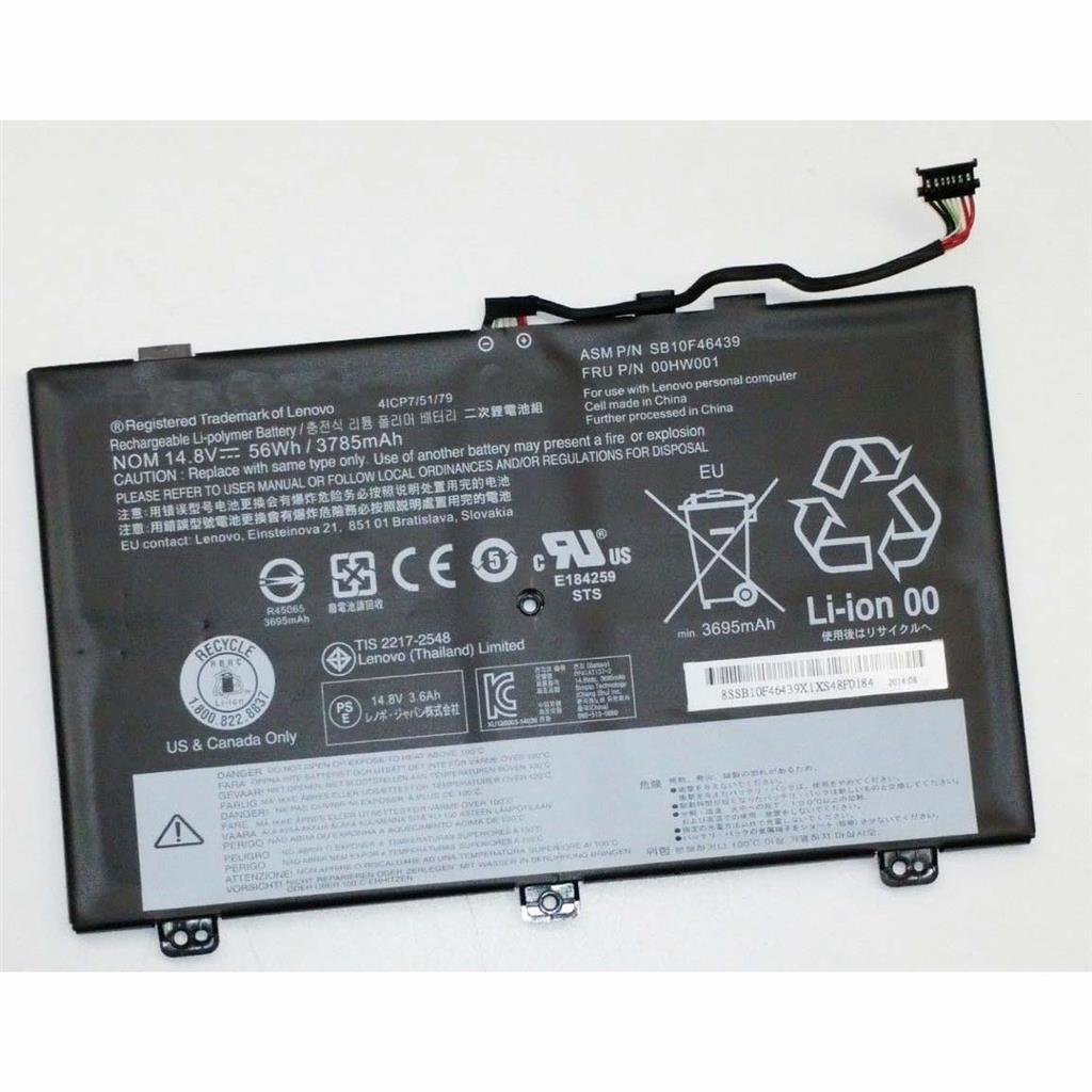 Notebook battery for Lenovo ThinkPad S3 Yoga 14 series 00HW000 14.8V 56Wh