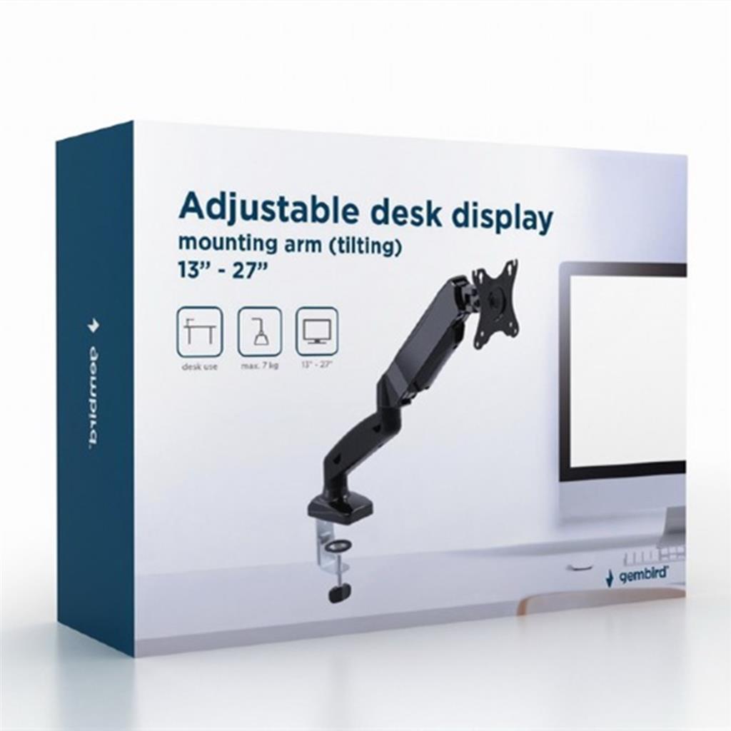 Adjustable desk display mounting arm (tilting), 13"-27", up to 7 kg