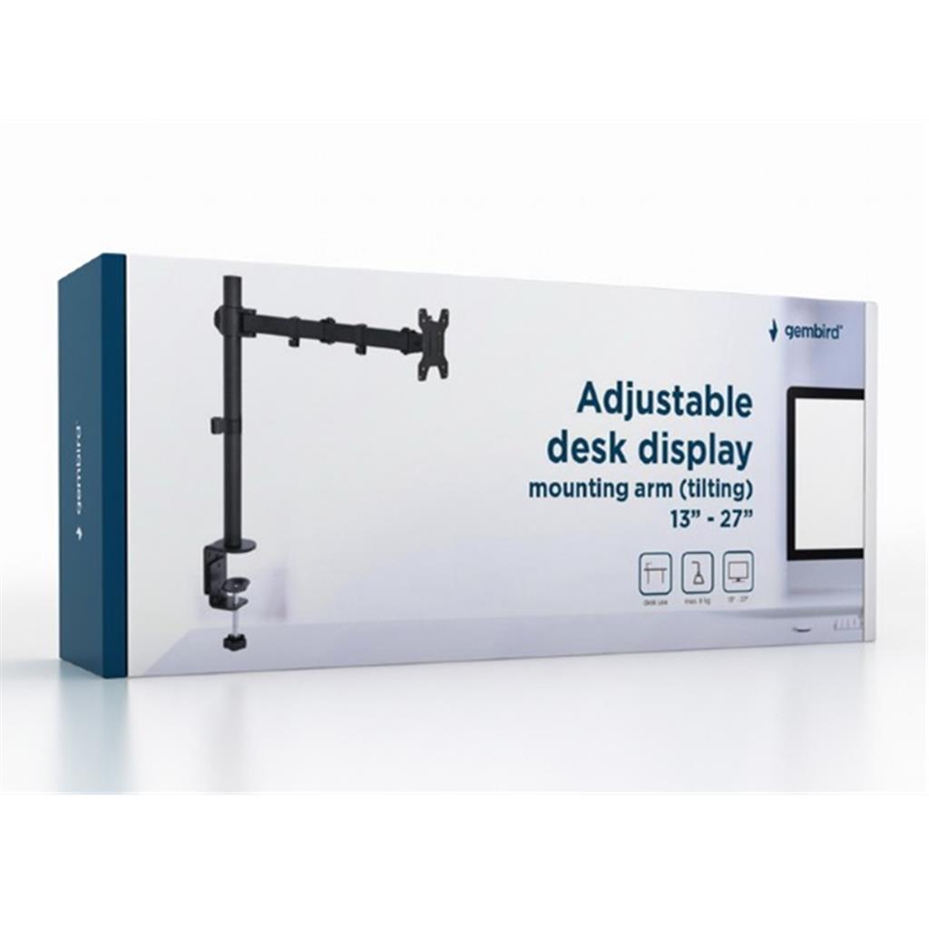 Adjustable desk display mounting arm (tilting), 13”-27”, up to 8 kg