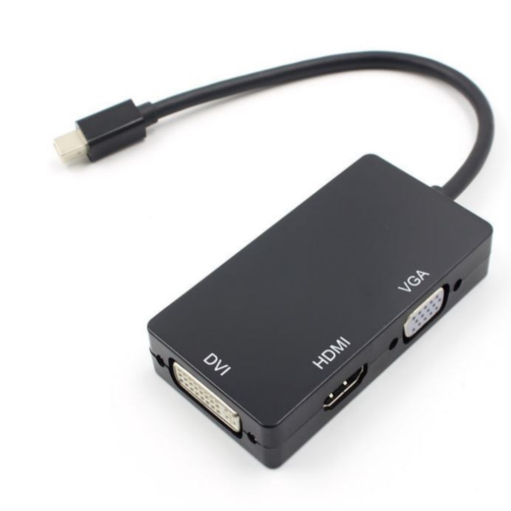 3-in-1 Mini DisplayPort to VGA HDMI DVI  Adapter Cable, White