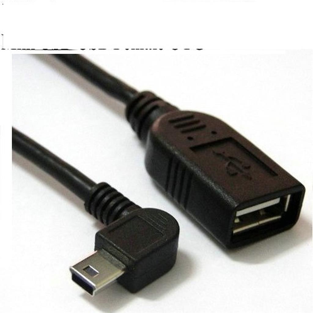 Mini USB OTG kabel, 90° hoek ,lente 55cm