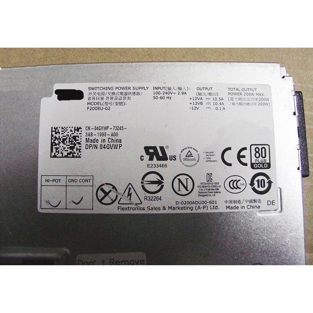 Power Supply for Dell OptiPlex 390 780 790 990 USFF, F200EU-00 180w 8+4pin refurbished