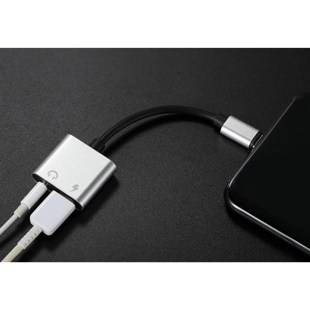 USB-C Audio + Charging Cable M/F, Black