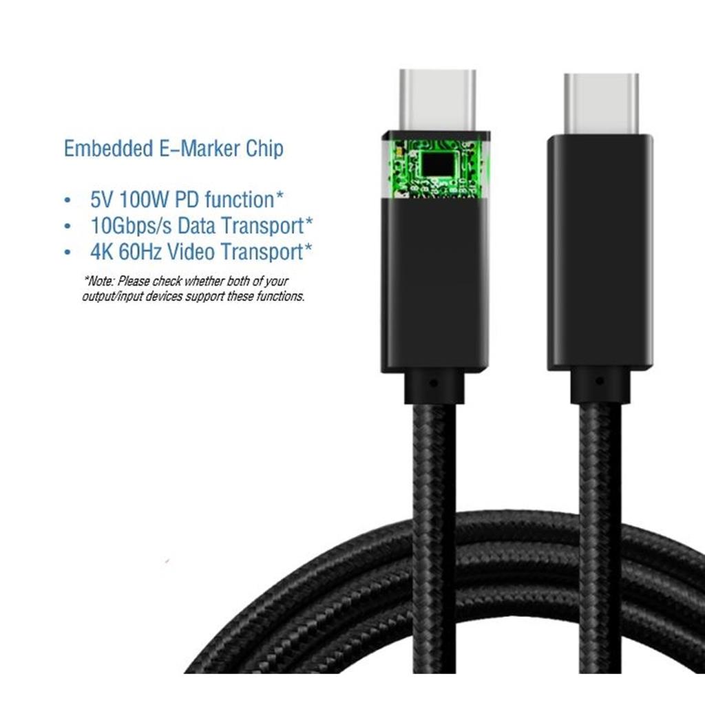 USB 3.1 Gen 2 (10 Gbps)* USB-C to USB-C Cable, 100CM 5A E-Marker