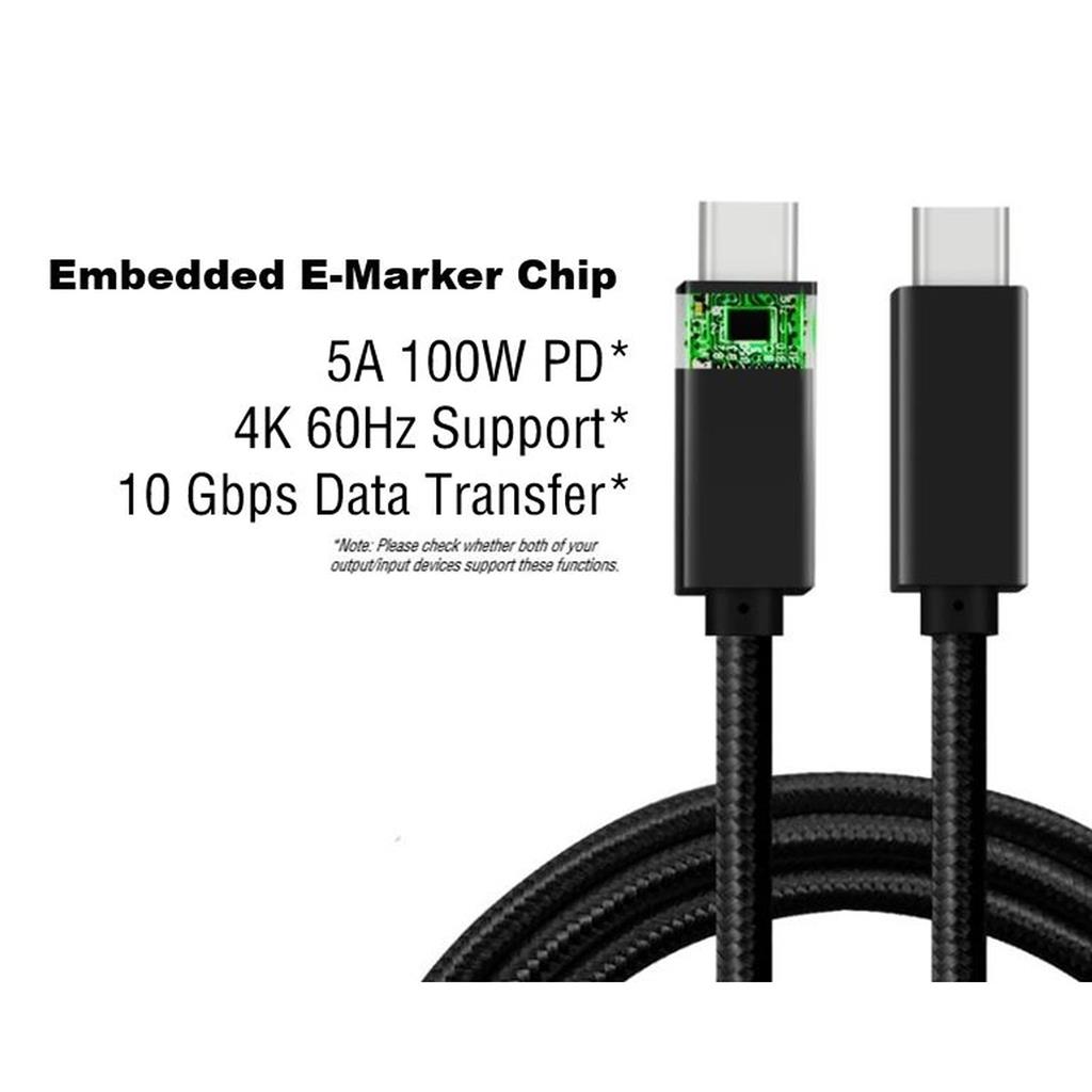USB 3.1 Gen 2 (10 Gbps)* USB-C to USB-C Cable, 100CM 5A E-Marker