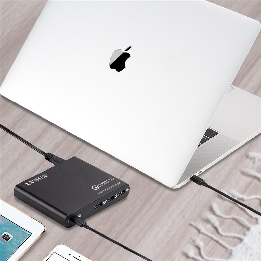 USB Type-C laptop & QC 3.0 Charger Adapter with 4 port
