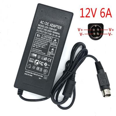 72W Compatible LCD Monitors Adapter Power Supply 12V 6A 4Pin bulk packing