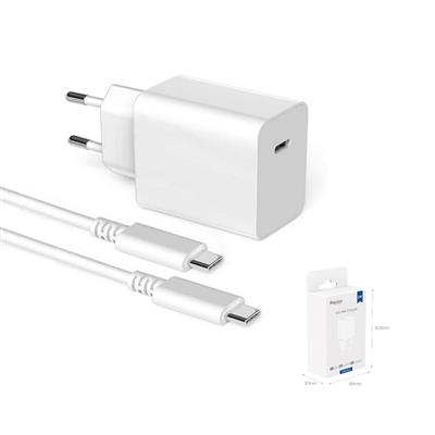 30W Huntkey Nano PD 3.0 USB-C Quick Charger Adapter for iPhone 15, iPad, Samsung 22 Ultra with 1*USB-C Charging Cable