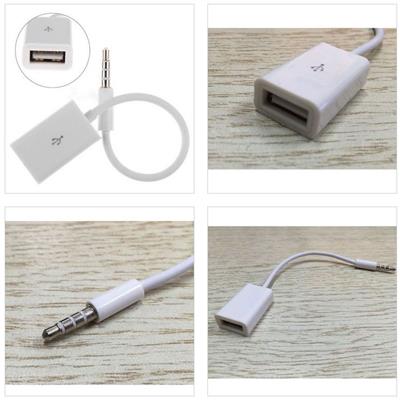 3.5mm Male AUX Audio Plug Jack To USB 2.0 Female Cable