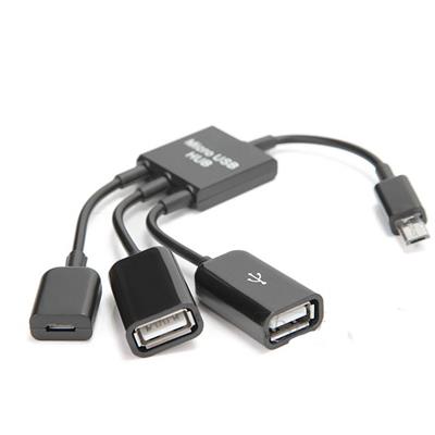 4 Ports Micro USB 2.0 High-Speed HUB for PC Laptop Black