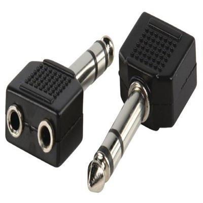 Y-Splitter plug, stereo Jack 1x 6.3mm naar 2x 3.5mm