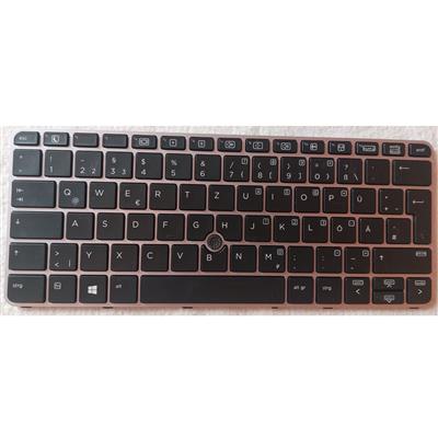 Notebook keyboard for HP EliteBook 725 G3 820 G3  with pointstick with frame silver GERMAN