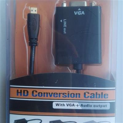 Micro HDMI to VGA Video Converter Adapter Cable 3.5 PC Audio Cable
