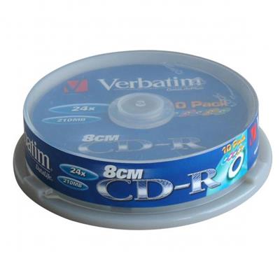 Verbatim DataLifePlus CD-R 24x / 210MB / 8cm, Cakebox 10-stuks
