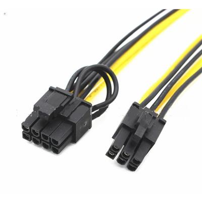 6Pin Male to 8(6+2) Pin Male Graphics Card Power Supply Cable, Approx.50CM