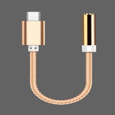 USB-C audio kabel M/F, Goud (3.5mm jack)