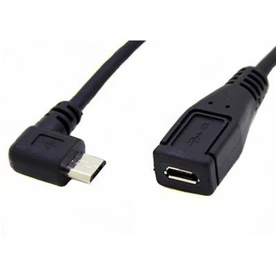 Micro USB Female to Male adapter Cable,90° hoek,25cm