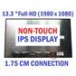 13.3" LED IPS FHD EDP 30PIN Mini Matte TFT panel Narrow Back fold 1.75CM Connector